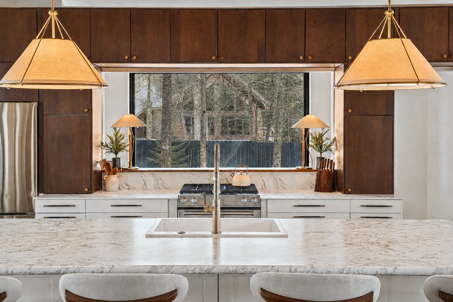 The kitchen's 12-foot chef's island