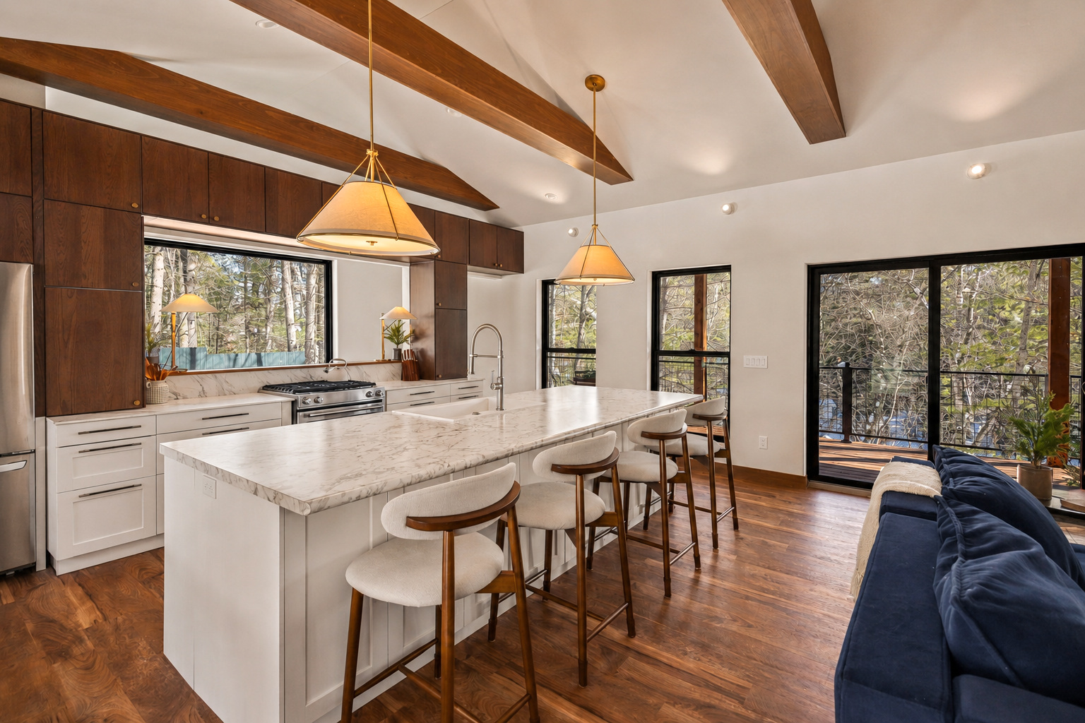 Kitchen island and open living room