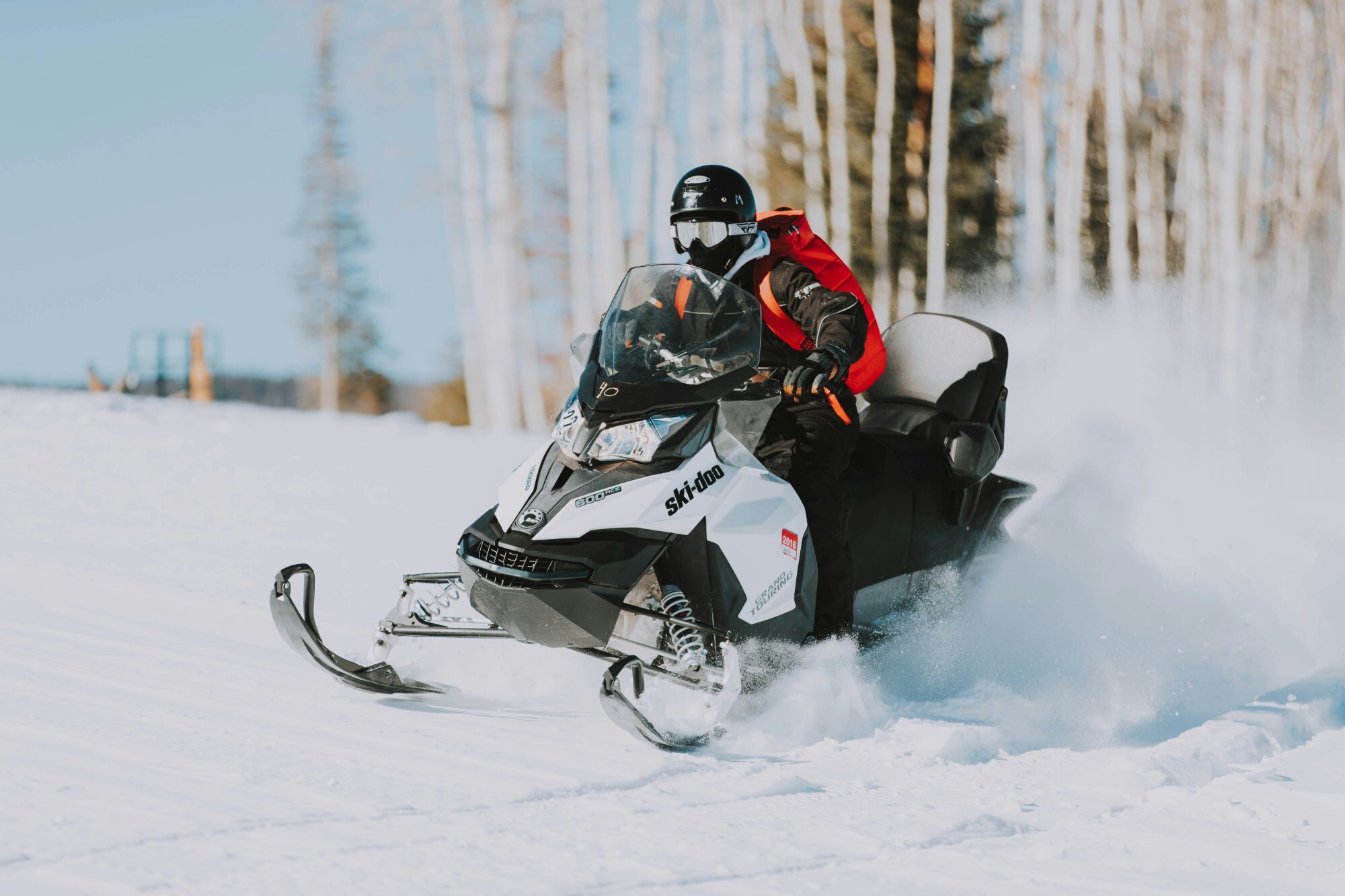 Snowmobiling near Eagle River in winter